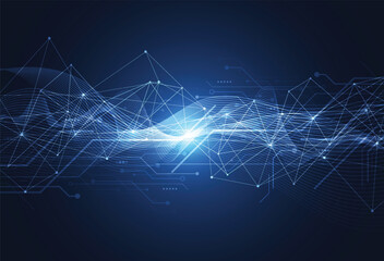 Abstract background with technology circuit board texture. Electronic motherboard illustration. Communication and engineering concept. Vector illustration