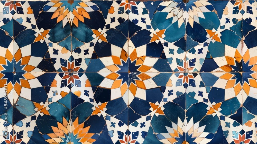 Aufkleber seamless pattern inspired by the intricate patterns found in moroccan tile work.