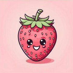 Obraz premium cartoon strawberry with eyes. illustration. artificial intelligence generator, AI, neural network image. background for the design.