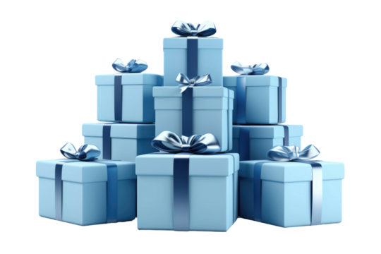 The Blue Symphony: A Cascade of Elegance on a Clear PNG or White Background.