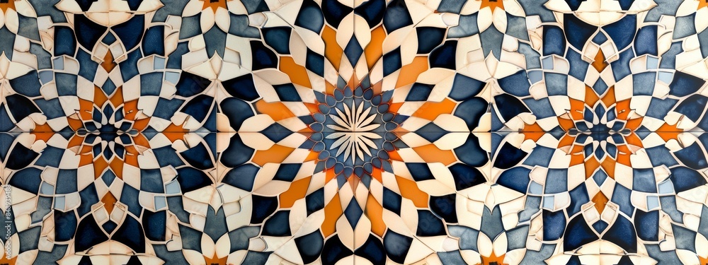 Aufkleber seamless pattern inspired by the intricate patterns found in moroccan tile work.