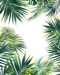 Obraz premium green tropical plants on white background