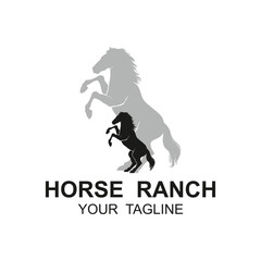 Retro Vintage Silhouette Horse Ranch Logo Design. logo perfect for a ranch or farm