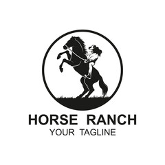 Retro Vintage Silhouette Horse Ranch Logo Design. logo perfect for a ranch or farm