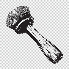Simple flat facial cleaning brush icon, black vector illustration on transparent background