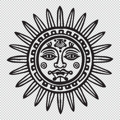 Simple flat ethnic sun icon, black vector illustration on transparent background