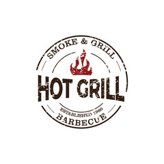 Obraz premium Vintage Retro Rustic BBQ Grill, Barbecue, Barbeque Label Stamp Logo design vector