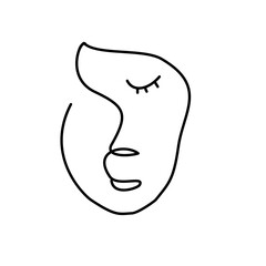 Drawing face image line flower leaves happy