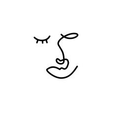 Drawing face image line flower leaves happy