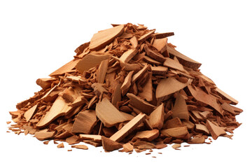 Fototapeta premium Whispers of Nature: A Pile of Sculpted Wood Shavings on a Clear PNG or White Background.