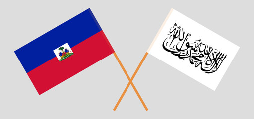 Crossed flags of Haiti and Taliban. Official colors. Correct proportion
