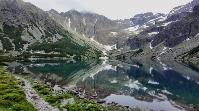 The mighty Tatra Mountains, a view of the snow-covered Zawrat