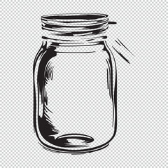 Simple flat jar icon, black vector illustration on transparent background