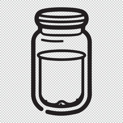 Simple flat jar icon, black vector illustration on transparent background