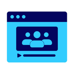 video marketing in SEO icon flat style with blue color