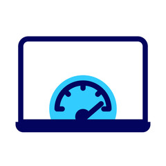 Webpage speed in SEO icon flat style with blue color