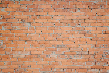 old brick wall, red and white colour, broken bricks, peeling plaster, vintage texture, background for banner, copy space