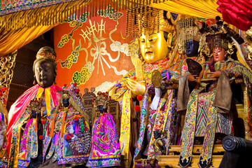 The main hall of the Great Mazu Temple in Tainan, Taiwan, enshrined statues of Mazu. the Mazu is a...