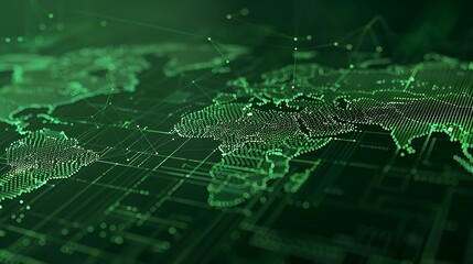 Digital world map, abstract tech graphics