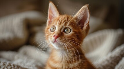 Close-Up Portrait of a Ginger Kitten