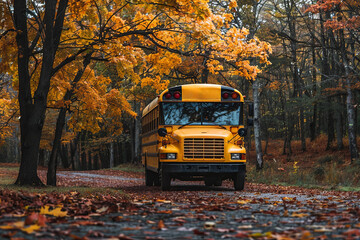 Obraz premium Iconic yellow school bus for transporting students