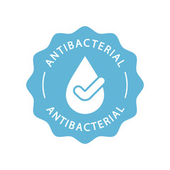 Antibacterial logo stamp. Graphic sign isolated on white background. Vector illustration