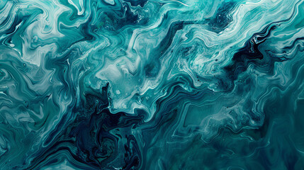 Naklejka premium An abstract art teal blue-green gradient paint background features a liquid fluid grunge texture, creating a visually captivating display of color and movement