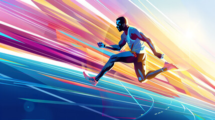 copy space, vector illustration, atheltic runner
