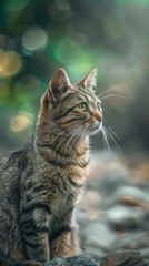Obraz premium portrait of a beautiful cute cat, background for smartphone