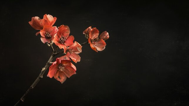 A Broken Bone Tree Flower also known as Oroxylum indicum L Kurz against a dark backdrop with room for text