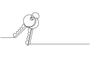 Key and keychain in the shape of a house isolated on white background. Key and label, Home key with house keychain on white background, 