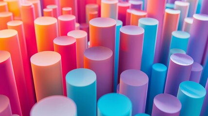 Fototapeta premium Colorful Gradient Cylinders in Abstract Geometric Composition