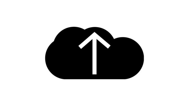  A white upload arrow inside a black cloud icon on a white background.