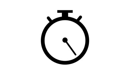 Stopwatch animation icon moving arrow on white background.