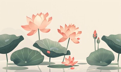 lotus flower illustration, Generative AI