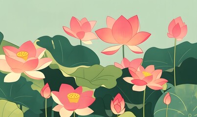 lotus flower illustration, Generative AI