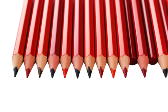 The Towering Symphony of Scarlet Pencils on a Clear PNG or White Background.