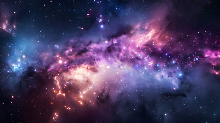 Naklejka premium Beautiful colorful image of galaxy, nebula, stars and space. AI Generated