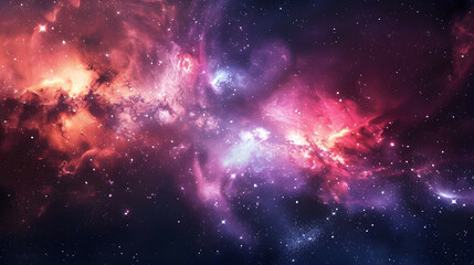 Fototapeta premium Beautiful colorful image of galaxy, nebula, stars and space. AI Generated