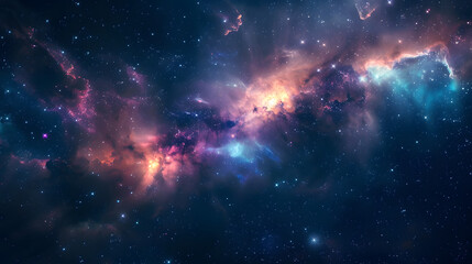 Beautiful colorful image of galaxy, nebula, stars and space. AI Generated
