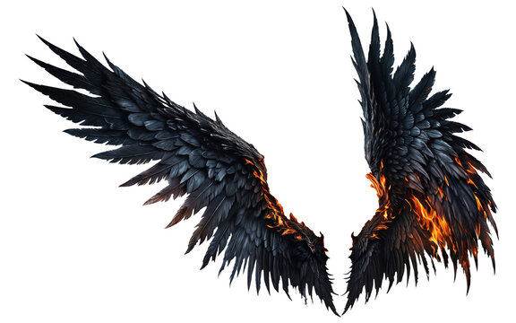 photorealistic burning demon wings