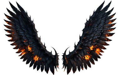 photorealistic burning demon wings