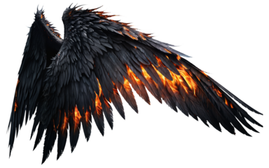 photorealistic burning demon wings