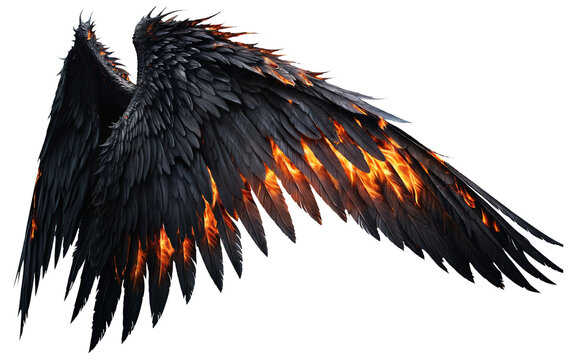 photorealistic burning demon wings