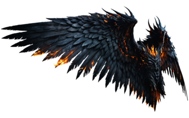 photorealistic burning demon wings