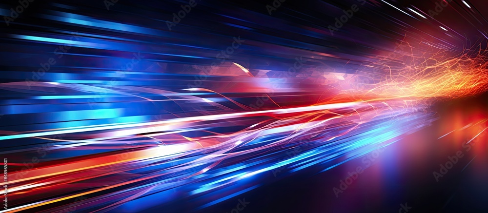 Poster abstract high speed technology concept displayed in cloud computing scene with motion blur featuring