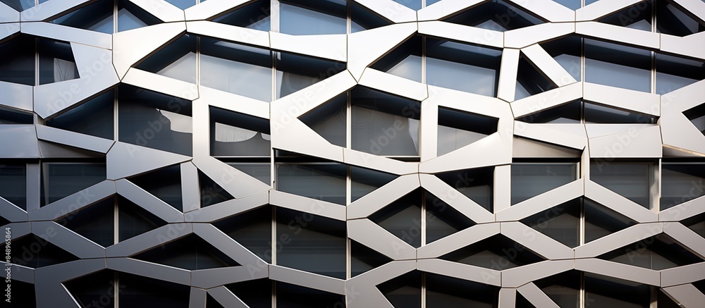 Poster steel pattern details enhance the exterior facade s architectural design creating an artistic backgr