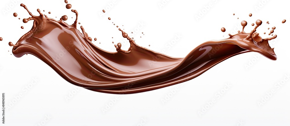 Poster an image of a chocolate splash on a white background with a clipping path for copy space image