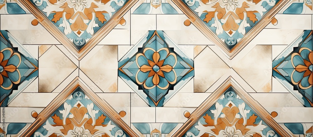Poster vintage pattern background tiles with copy space image