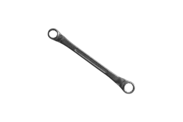 Close-up of a long box end wrench for various repair jobs, isolated on a transparent background png file.